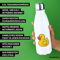 Trinkflasche Quietscheente Gummiente Badeente 500ml Edelstahl Wasserflasche