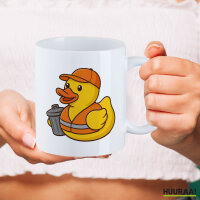 Kaffeetasse Quietscheente Müllmann Gummiente Müllabfuhr 330ml