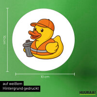 Aufkleber Quietscheente Müllmann Gummiente Müllabfuhr 10cm