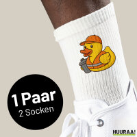 Unisex Socken Quietscheente Müllmann Gummiente Müllabfuhr Größe 37/46 White Motiv Tennissocken