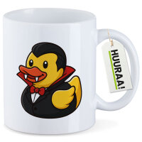 Kaffeetasse Quietscheente Vampir Gummiente Blutsauger 330ml