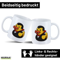 Kaffeetasse Quietscheente Vampir Gummiente Blutsauger 330ml