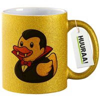 Glitzertasse Quietscheente Vampir Gummiente Blutsauger 330ml