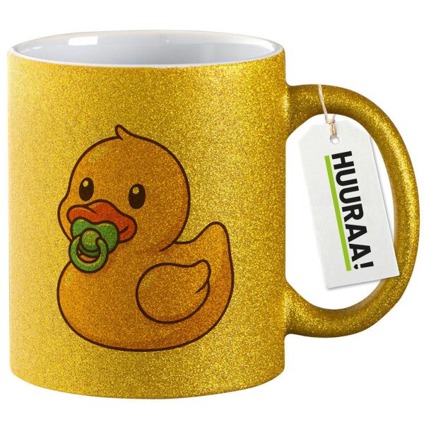 Glitzertasse Quietscheente Baby Gummiente Säugling 330ml