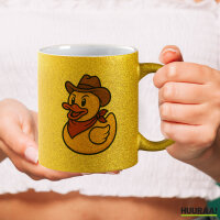 Glitzertasse Quietscheente Cowboy Gummiente Wilder Westen 330ml