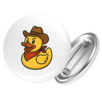 Button Quietscheente Cowboy Gummiente Wilder Westen rund