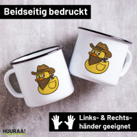 Emaille Tasse Quietscheente Bandit Gummiente Räuber...