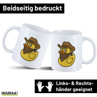 Kaffeetasse Quietscheente Bandit Gummiente Räuber 330ml