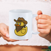 Kaffeetasse Quietscheente Bandit Gummiente Räuber 330ml