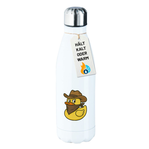 Edelstahl-Trinkflasche Quietscheente Bandit Gummiente Räuber 500ml Wasserflasche