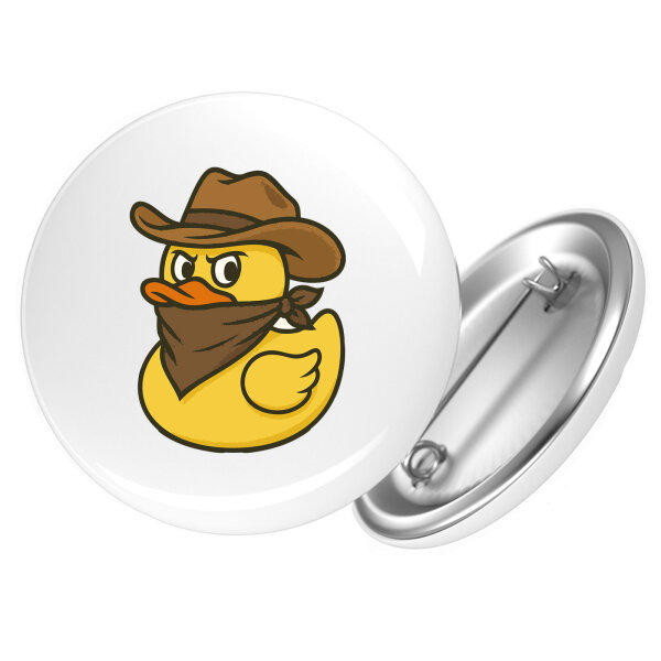 Button Quietscheente Bandit Gummiente Räuber rund
