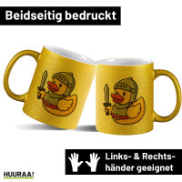 Glitzertasse Quietscheente Ritter Gummiente Mittelalter...