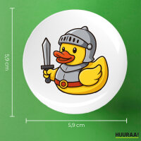 Button Quietscheente Ritter Gummiente Mittelalter rund