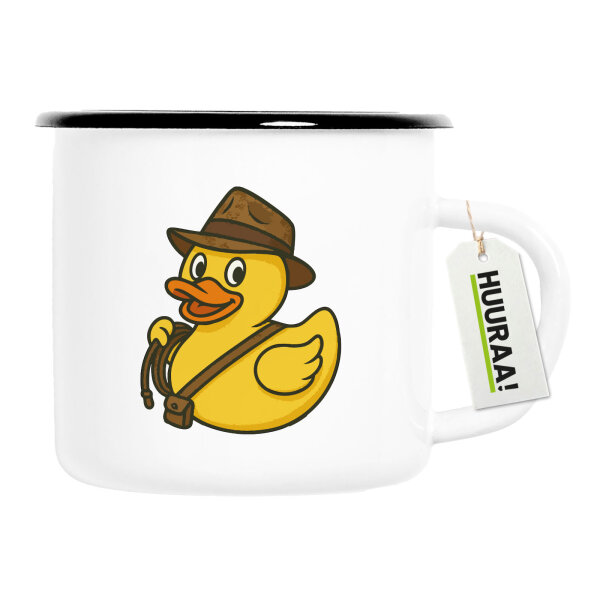 Emaille Tasse Quietscheente Abenteurer Gummiente Entdecker 300ml Vintage