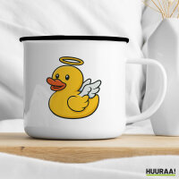 Emaille Tasse Quietscheente Engel Gummiente Angel 300ml Vintage