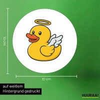 Aufkleber Quietscheente Engel Gummiente Angel 10cm rund