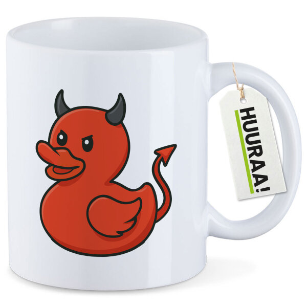 Kaffeetasse Quietscheente Teufel Gummiente Luzifer 330ml