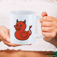 Kaffeetasse Quietscheente Teufel Gummiente Luzifer 330ml