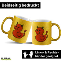 Glitzertasse Quietscheente Teufel Gummiente Luzifer 330ml