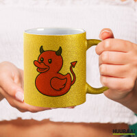 Glitzertasse Quietscheente Teufel Gummiente Luzifer 330ml