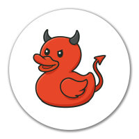 Aufkleber Quietscheente Teufel Gummiente Luzifer 10cm