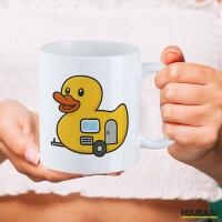 Kaffeetasse Quietscheente Camper Gummiente Wohnwagen 330ml
