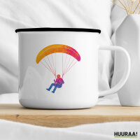 Emaille Tasse Paragliding Gleitschirmfliegen 300ml Vintage Emaille Becher