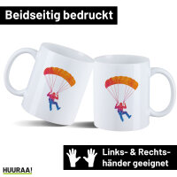 Kaffeetasse Fallschirmspringen bunte Silhouette 330ml