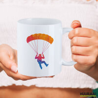 Kaffeetasse Fallschirmspringen bunte Silhouette 330ml
