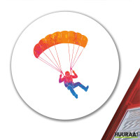 Aufkleber Fallschirmspringen bunte Silhouette 10cm rund