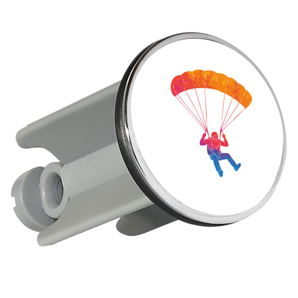 Waschbeckenstöpsel Fallschirmspringen bunte Silhouette 4cm Abflussstopfen