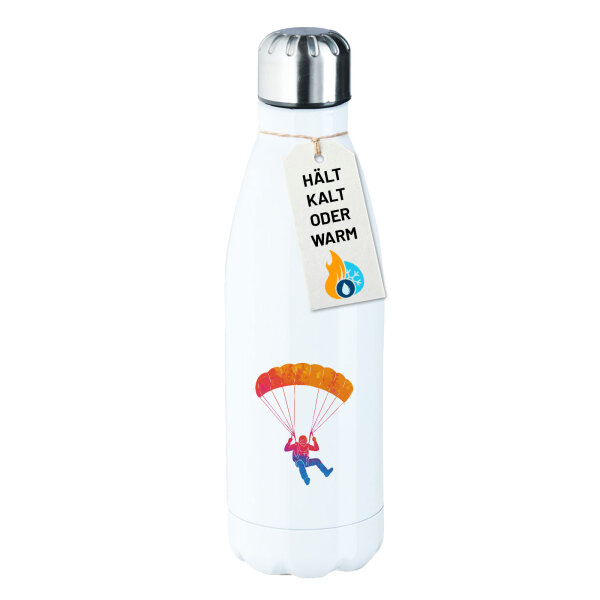 Edelstahl-Trinkflasche Fallschirmspringen bunte Silhouette 500ml Wasserflasche