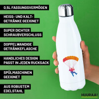 Edelstahl-Trinkflasche Fallschirmspringen bunte Silhouette 500ml Wasserflasche