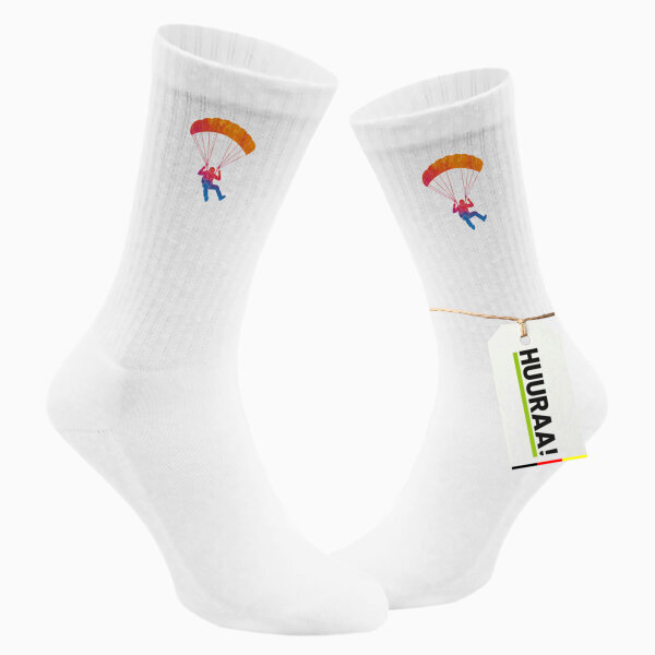 Unisex Socken Fallschirmspringen bunte Silhouette Größe 37/46 White Motiv Tennissocken