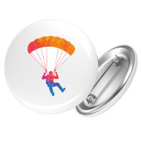 Button Fallschirmspringen bunte Silhouette rund