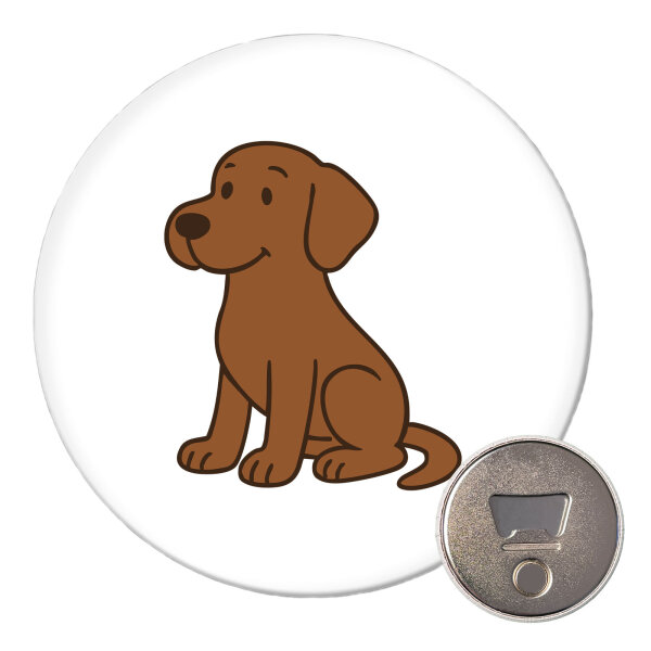 Magnet brauner Labrador Retriever Chocolate Labi Comic 59mm Kühlschrankmagnet Flaschenöffner