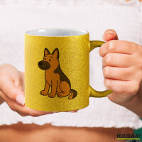 Glitzertasse Deutscher Schäferhund Schäfi Comic 330ml