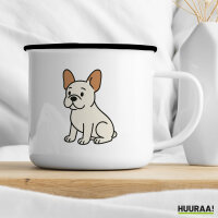 Emaille Tasse Französische Bulldogge Frenchie Comic 300ml Vintage Emaille Becher