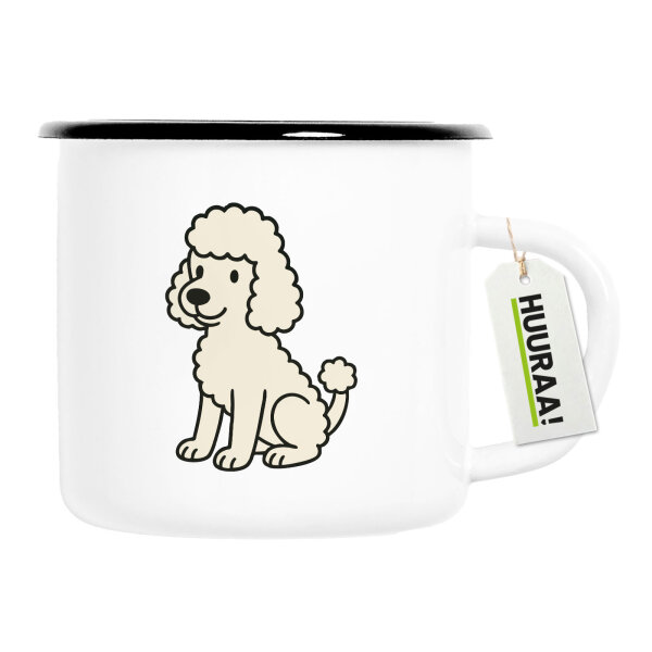 Emaille Tasse Pudel Curly Comic 300ml Vintage Emaille Becher