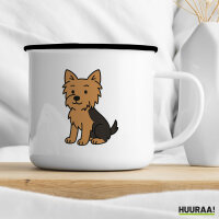 Emaille Tasse Yorkshire Terrier Yorkie Comic 300ml Vintage Emaille Becher