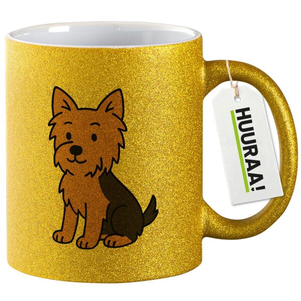 Glitzertasse Yorkshire Terrier Yorkie Comic 330ml