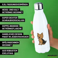 Edelstahl-Trinkflasche Yorkshire Terrier Yorkie Comic 500ml Wasserflasche