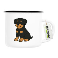 Emaille Tasse Rottweiler Rotti Comic 300ml Vintage...