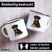 Emaille Tasse Rottweiler Rotti Comic 300ml Vintage...