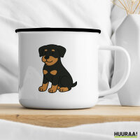 Emaille Tasse Rottweiler Rotti Comic 300ml Vintage Emaille Becher