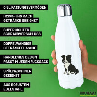 Edelstahl-Trinkflasche Border Collie Border Comic 500ml Wasserflasche