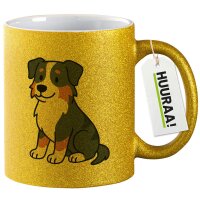 Glitzertasse Australian Shepherd Aussie Comic 330ml