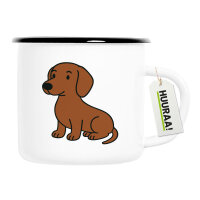Emaille Tasse Kurzhaar Dackel Dachshund Comic 300ml...