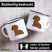 Emaille Tasse Kurzhaar Dackel Dachshund Comic 300ml...