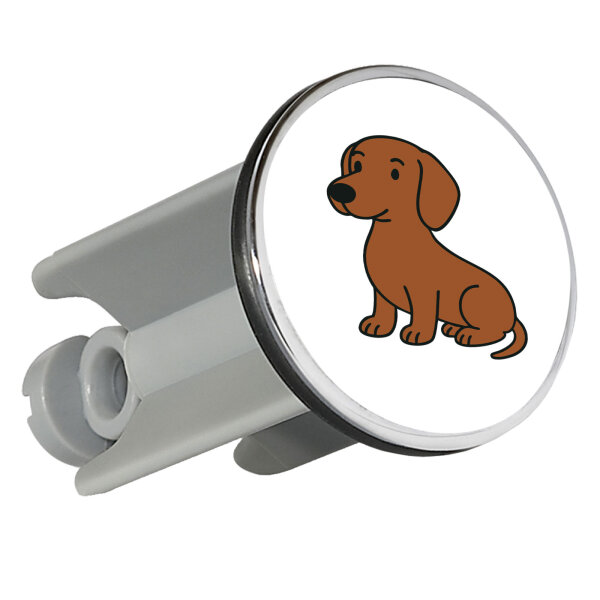 Waschbeckenstöpsel Kurzhaar Dackel Dachshund Comic 4cm Abflussstopfen